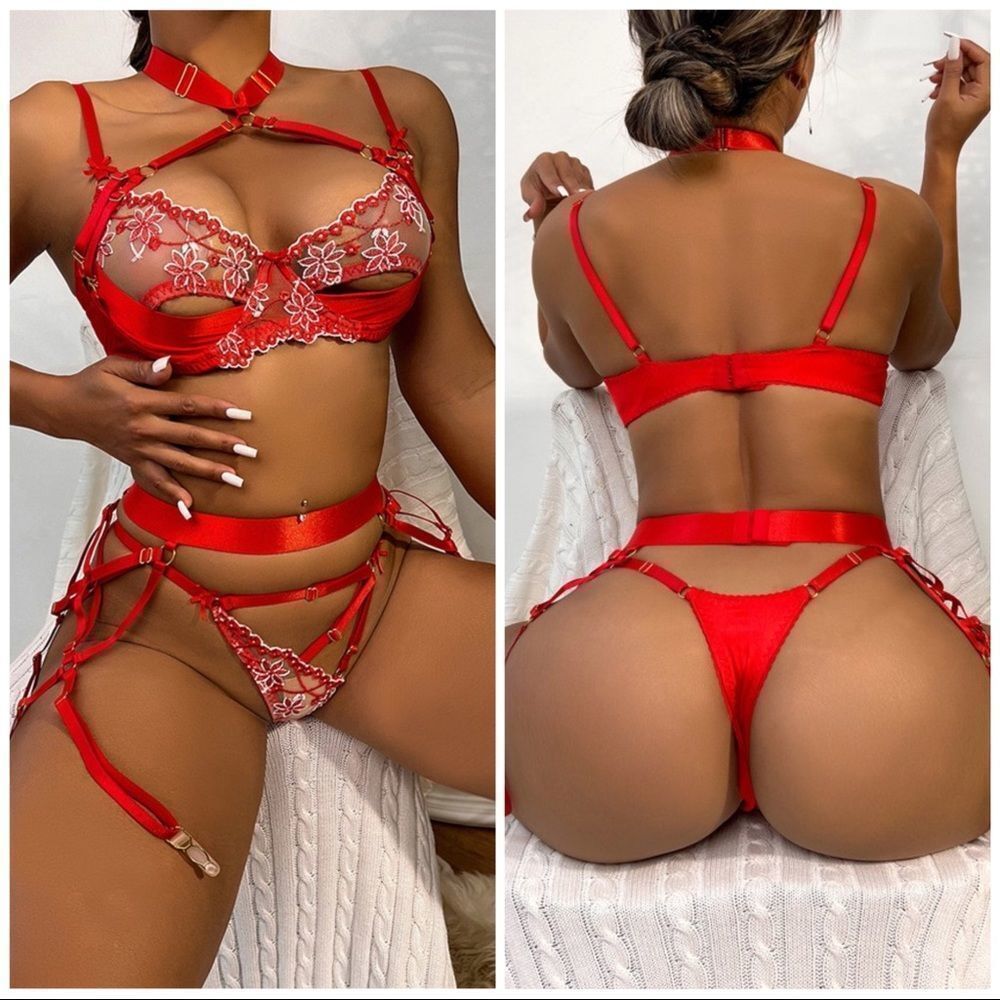 ❤️ NEW Three piece Embroidery Lingerie Set